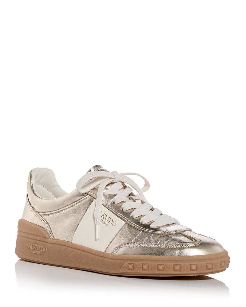 Valentino Upvillage Low-top Leather Sneakers In Platinum