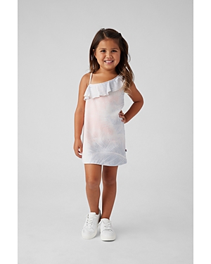 Sol Angeles Girls' One Shoulder Mini Ruffle Cotton Dress - Little Kid, Big Kid In White