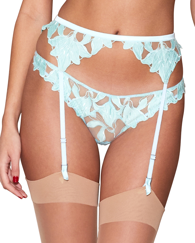 Fleur Du Mal Lily Embroidered Hipster Thong In Spearmint