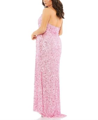  Plus Sequined Halter Strap Trumpet  Gown