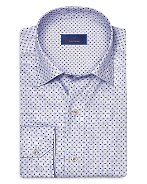 David Donahue Micro Dobby Regular Fit Button Down Shirt In Lilac/navy
