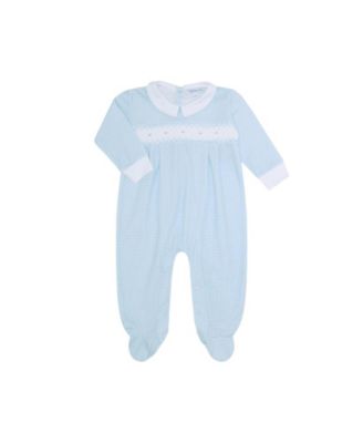 Nellapima - Boys' Blue Gingham Smocked Footie - Baby