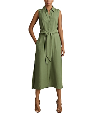Shop Reiss Petite Morgan Sleeveless Dress In Green
