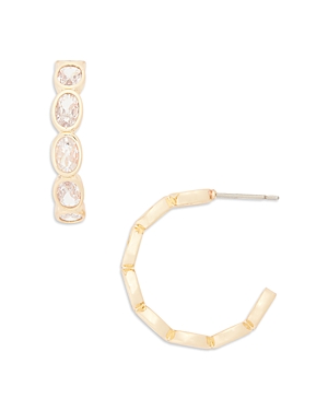 Aqua Oval Bezel Hoop Earrings In 16k Gold Plated - 100% Exclusive