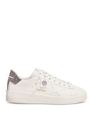 Golden Goose Women's Lace Up Low Top Sneakers In White/silver