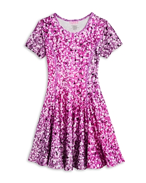 Shop Terez Girls' Star Confetti Skater Dress - Little Kid, Big Kid In Pink