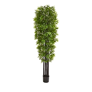 Nearly Natural 7ft. Bamboo Artificial Tree With Black Trunks Uv Resistant (indoor/outdoor) In Green