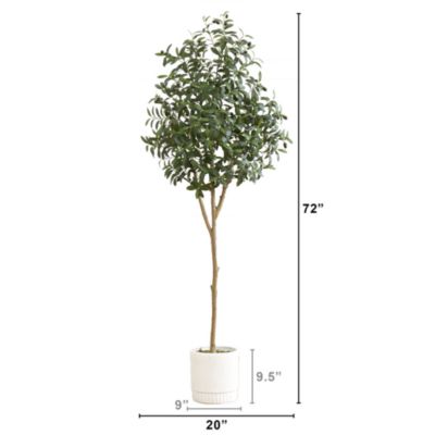  6ft. Artificial Olive Tree with White Decorative Planter