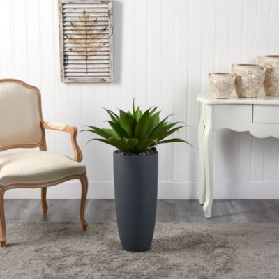 38in. Agave Artificial Plant in Gray Cylinder Planter