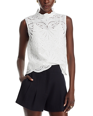 Aqua Lace Mock Neck Sleeveless Top - 100% Exclusive In White