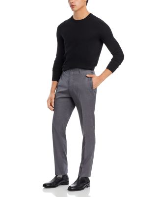 Slim Fit Flat Front Wool Trousers