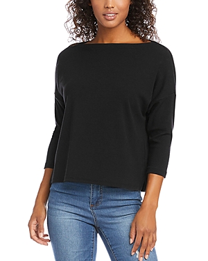 Karen Kane Knit Boatneck Top In Black