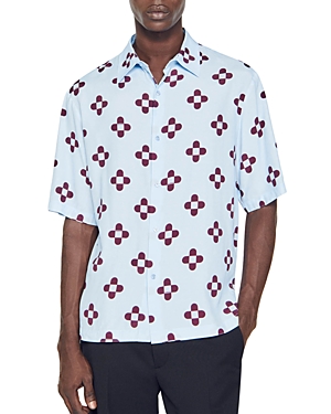 Sandro Printed Short Sleeve Button Shirt