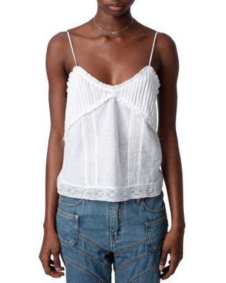 SOLY HUX Women's Ruched Lace Cami Top Drawstring Sleeveless