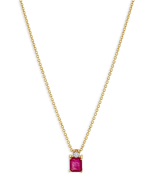 Bloomingdale's Ruby & Diamond Pendant Necklace In 14k Yellow Gold In Pink/gold