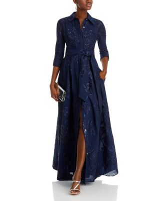 Metallic Jacquard Shirt Dress Gown
