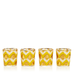 Shop Les Ottomans Ikat Gold Glass, Set Of 4 In Gold/yellow