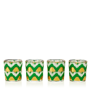 Shop Les Ottomans Ikat Gold Glass, Set Of 4 In Gold/green