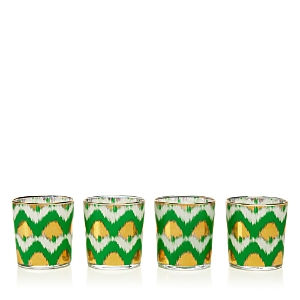 Les Ottomans Ikat Gold Glass, Set Of 4 In Gold/green