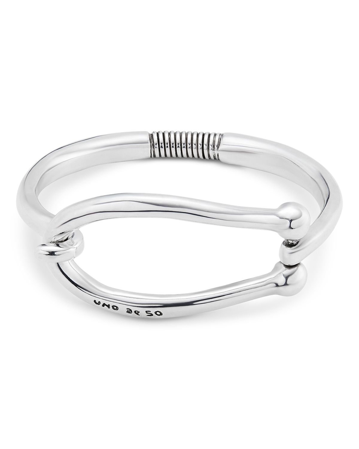 UNOde50 Sterling Silver Plated Rigid Bracelet with Large Link and Inner Spring