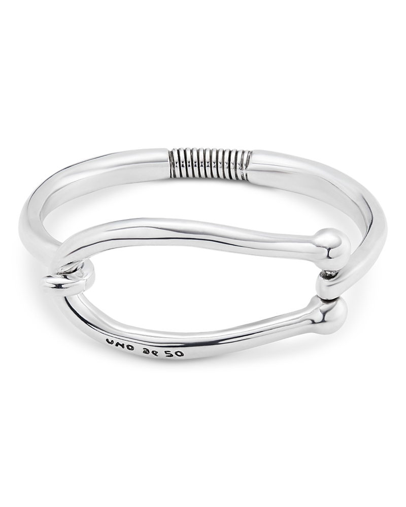 UNOde50 Sterling Silver Plated Rigid Bracelet with Large Link and Inner Spring