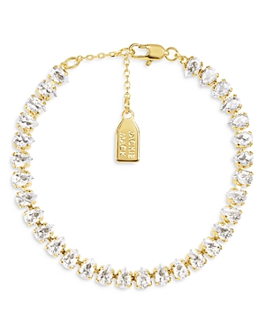 Shop Jackie Mack Designs Delta Cubic Zirconia Pear Link Tennis Bracelet In Gold