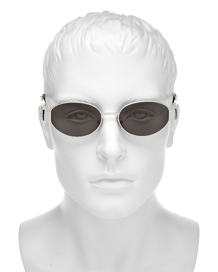 Shop Celine Triomphe Metal Round Sunglasses, 54mm In Silver/gray Solid