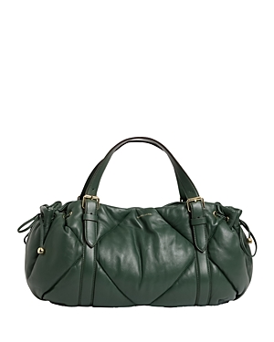 Gerard Darel Le 24h Quilted Leather Handbag In Green