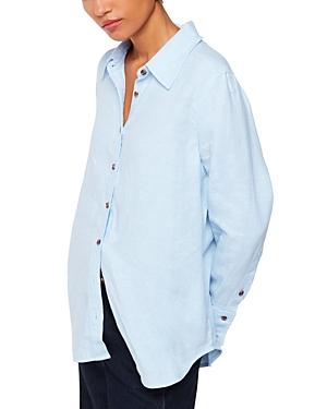 Shop Whistles Linen Relaxed Shirt In Blue