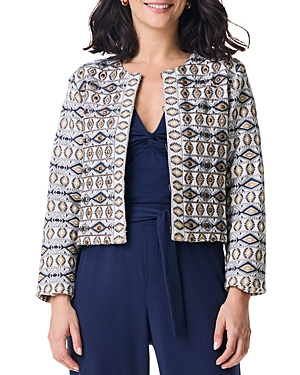 Shop Nic + Zoe Nic+zoe Seaside Glimmer Embroidered Jacket In Neutral Multi