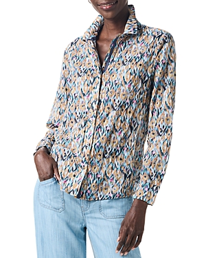 Shop Nic + Zoe Nic+zoe Up Beat Ikat Crinkled Shirt In Blue Multi