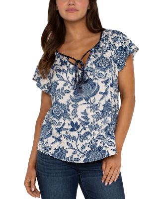 Liverpool Los Angeles - Printed Split Neck Top