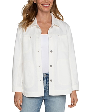 Shop Liverpool Los Angeles Button Front Shirt Jacket In Bright White