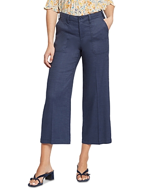 Shop Nydj Wide Leg Cropped Pants In Oxford Navy