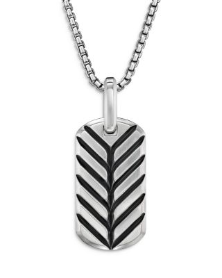 Men's Chevron Tag in Sterling Silver with Lapis Lazuli, 27mm