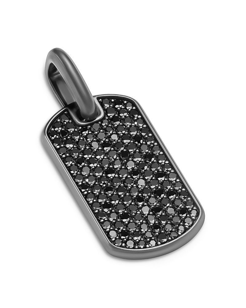 David Yurman Men's Chevron Tag in Black Titanium with Sterling Silver and Black Diamonds, 27mm
