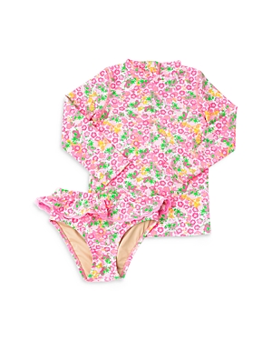 Shade Critters Girls' 2-Pc. Fresh Floral Pink Rash Guard Swimsuit - Little Kid