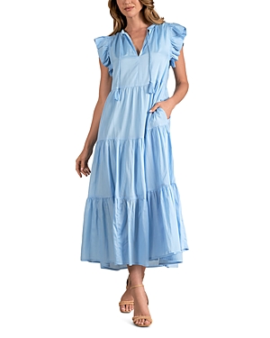 Shop Elan Tiered Ruffled Dress In Blue