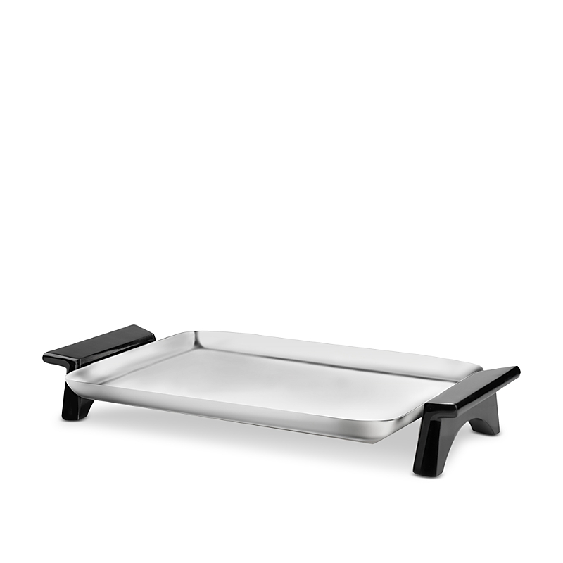 Nambe Circa Rectangular Tray With Footed Handles In Silver