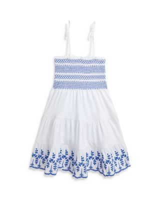 Ralph Lauren Girls' Smocked Eyelet Cotton Jersey Dress - Little Kid, Big  Kid | Bloomingdale's Kids