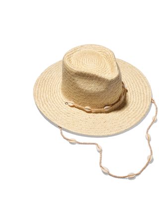 New Lack Of Color Seashells Straw Boater Hat Size Small Lack of Color Seashell Boater Hat Natural | Vagabond Apparel  main image 4
