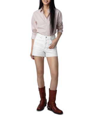 【関税 送料無料】ZADIG & VOLTAIRE 刺繍入り コットン シャツ $118 Zadig & Voltaire Women's Gray Embellished Skull Cotton