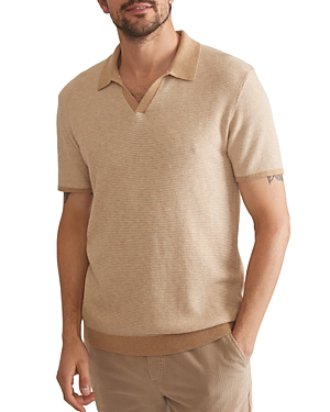 Shop Marine Layer Liam Short Sleeve Sweater Polo In Sable/ivory