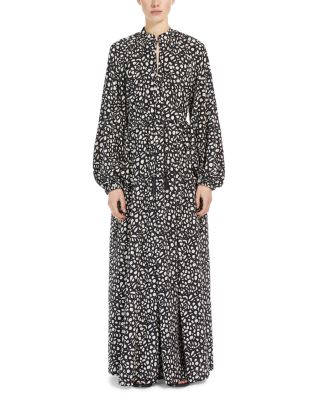 ☆DT☆入手困難☆上品Silk Long Dress/URBANIA/MaxMara Max Mara Urbania Dot Print Long Sleeve Silk Maxi Dress