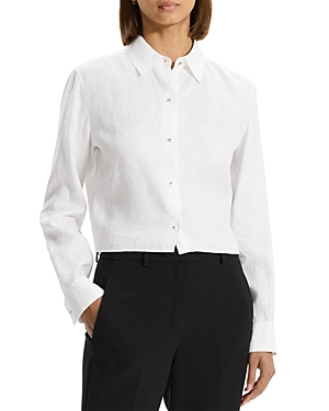 Theory Linen Cropped Shirt