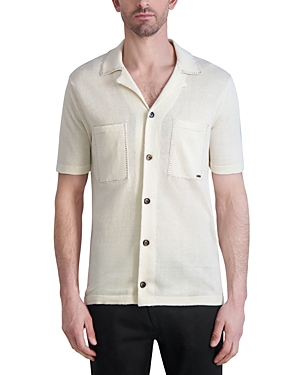 Karl Lagerfeld Paris White Label Linen Knit Short Sleeve Shirt