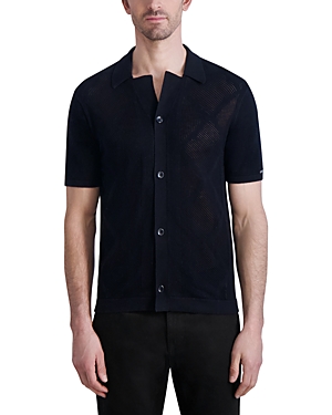 Karl Lagerfeld Paris White Label Perforated Knit Short Sleeve Shirt