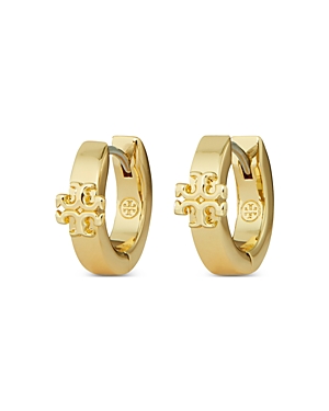 Shop Tory Burch Kira Crystal Huggie Hoop Earrings In Gold