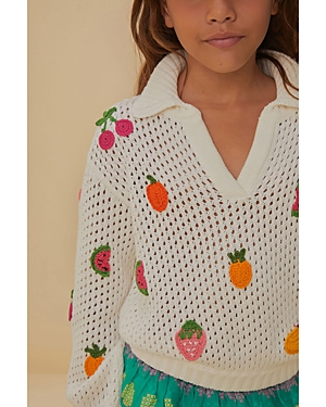 Shop Farm Rio Girls' Crochet Fruit Sweater - Little Kid, Big Kid In Off-white