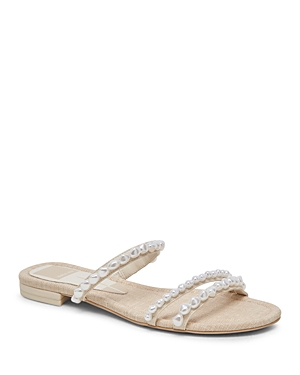 Shop Dolce Vita Women's Tinker Embellished Strappy Slide Sandals In Vanilla Pearls